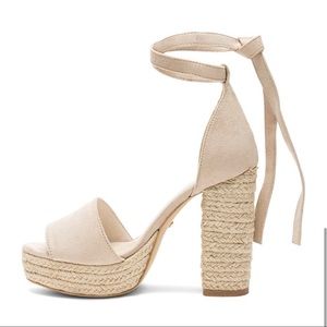 Raye Heel in Tan with Jute, Size 7